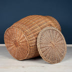 Vintage laundry basket wicker weaving Yugoslavia 1970s