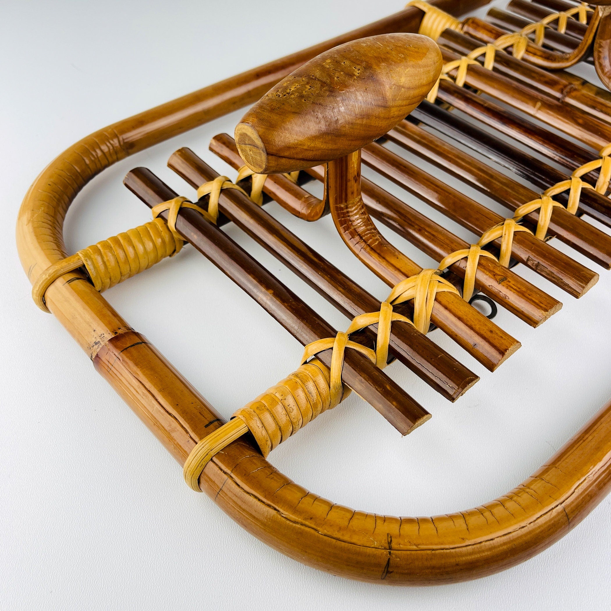 Mid-century modern Bamboo & Rattan Coat Rack by Olaf von Bohr, Italy, 1950s