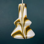 Mid-century brown opaline murano glass pendant lamp Italy 1950s