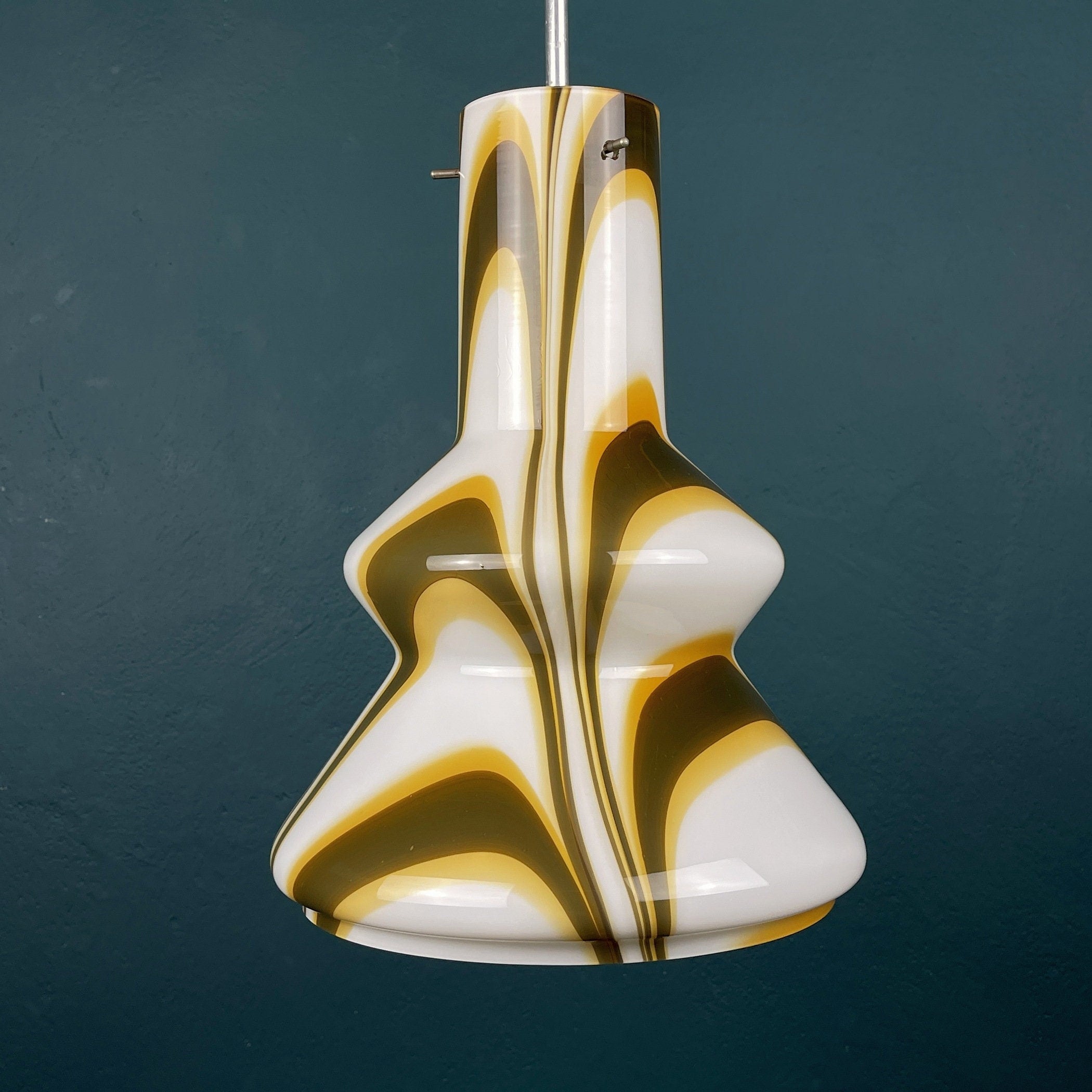 Mid-century brown opaline murano glass pendant lamp Italy 1950s