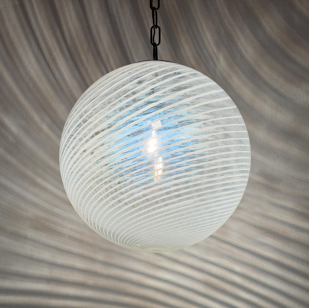 Vintage swirl murano pendant lamp, Italy 1970s