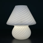 Original vintage swirl murano glass table lamp Mushroom, Italy 1970s, White