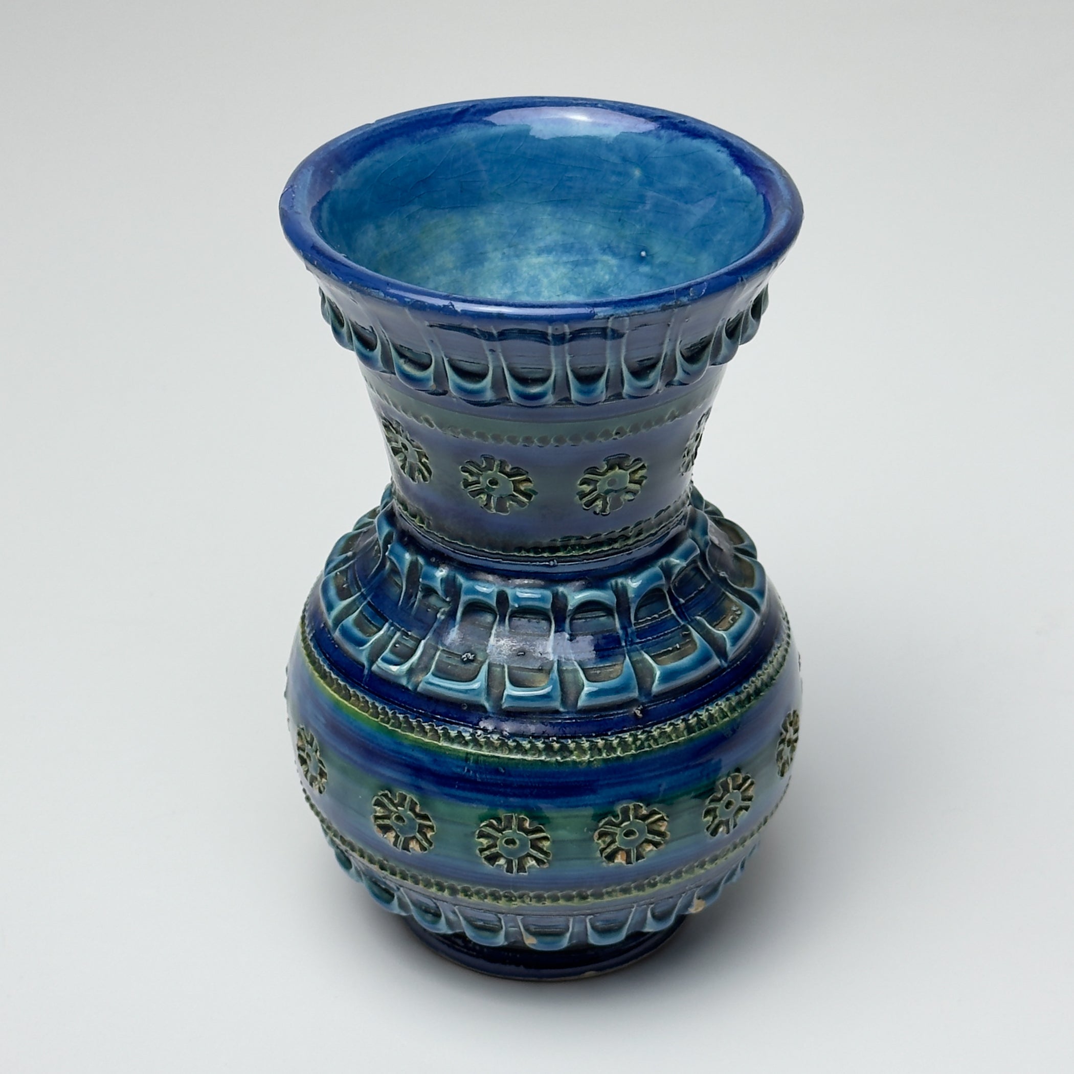 Vintage ceramic vase Rimini Blue, design Aldo Londi, Bitossi Italy 1970s