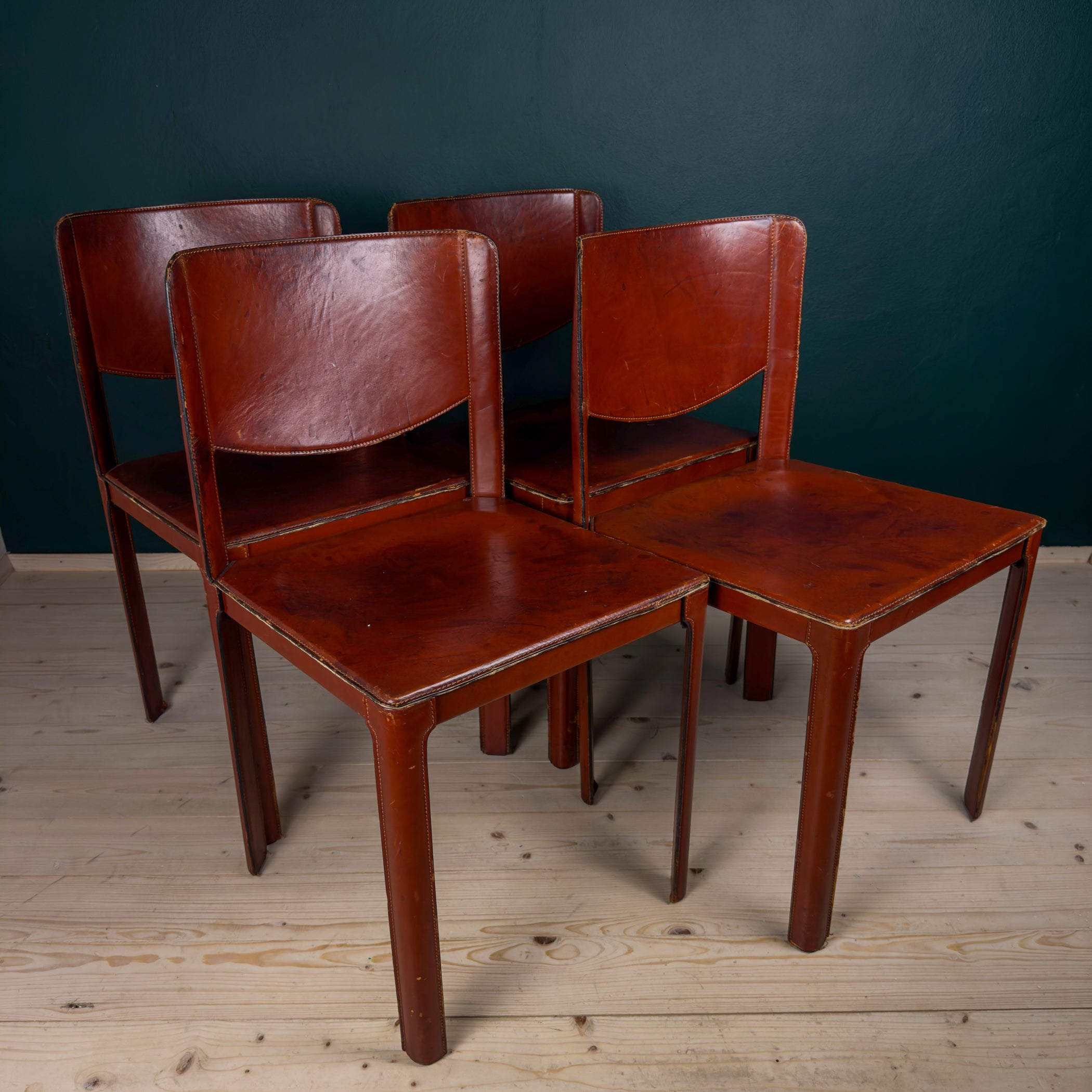 Mid-century Sistina Saddle dining chairs by Tito Agnoli for Matteo Grassi, Italy 1980s, Set of 4