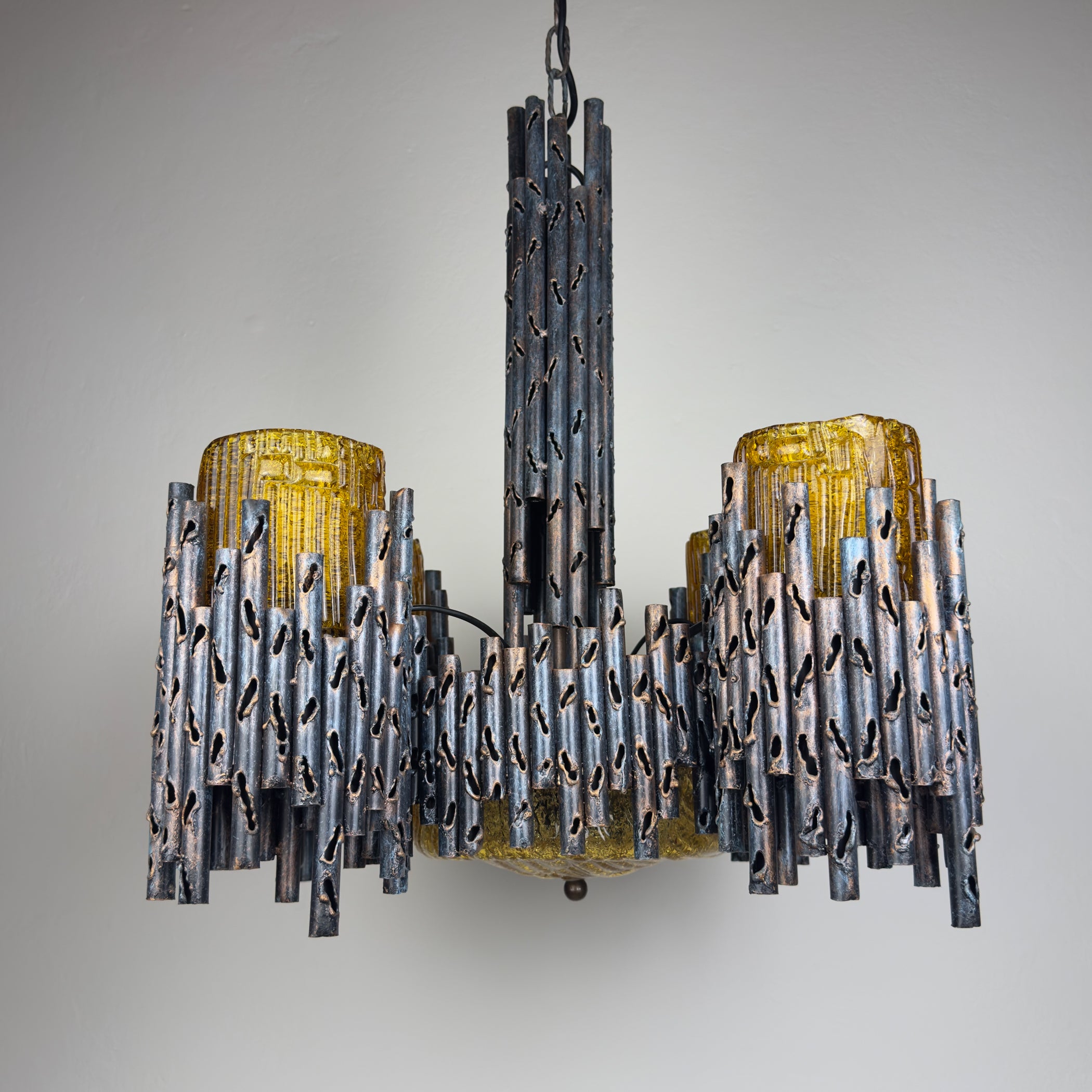 Brutalist chandelier by Marcello Fantoni, Fantoni Studio, Firenze, Italy 1960s
