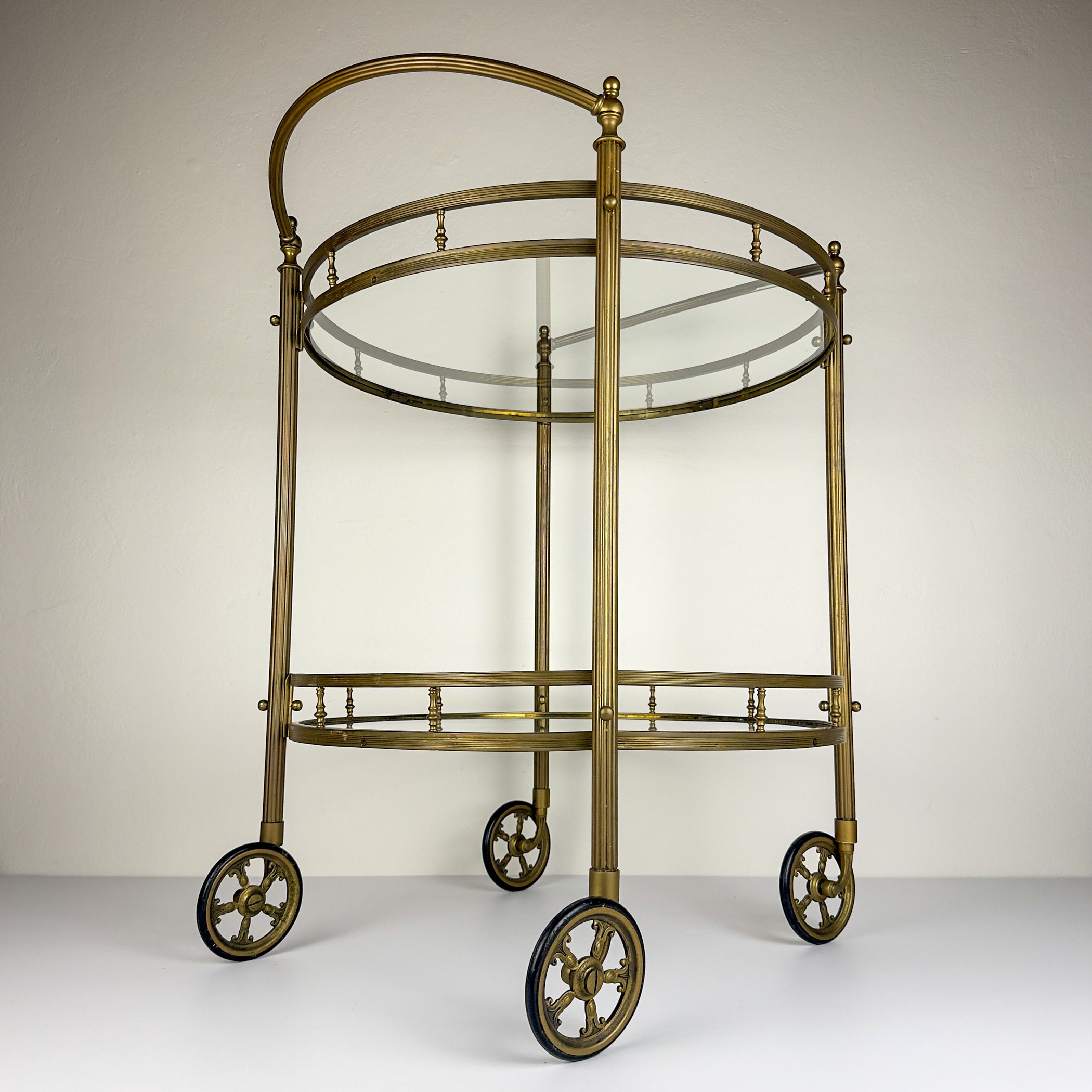 Vintage brass bar cart, France 1950s