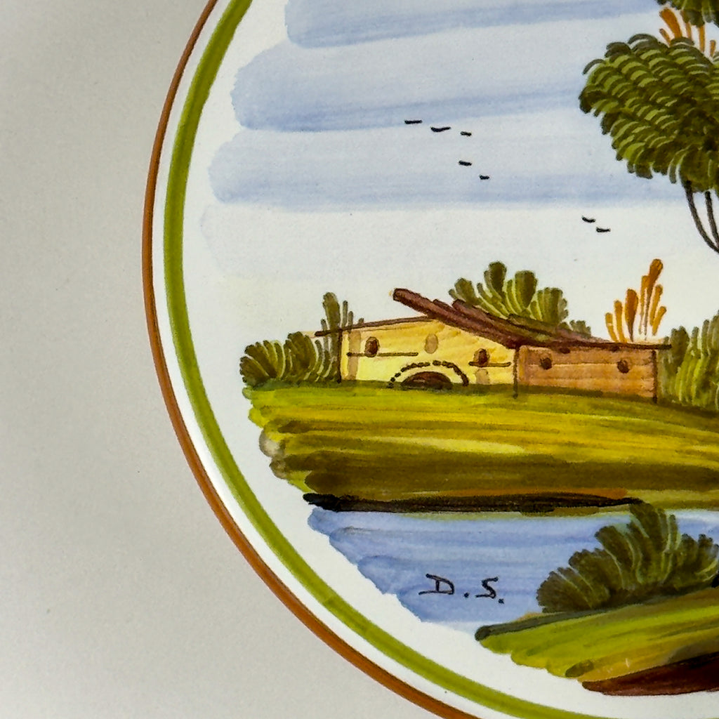 Vintage hand painted round trinket box by manufacture Di Stefano, Italy, late 20th Century