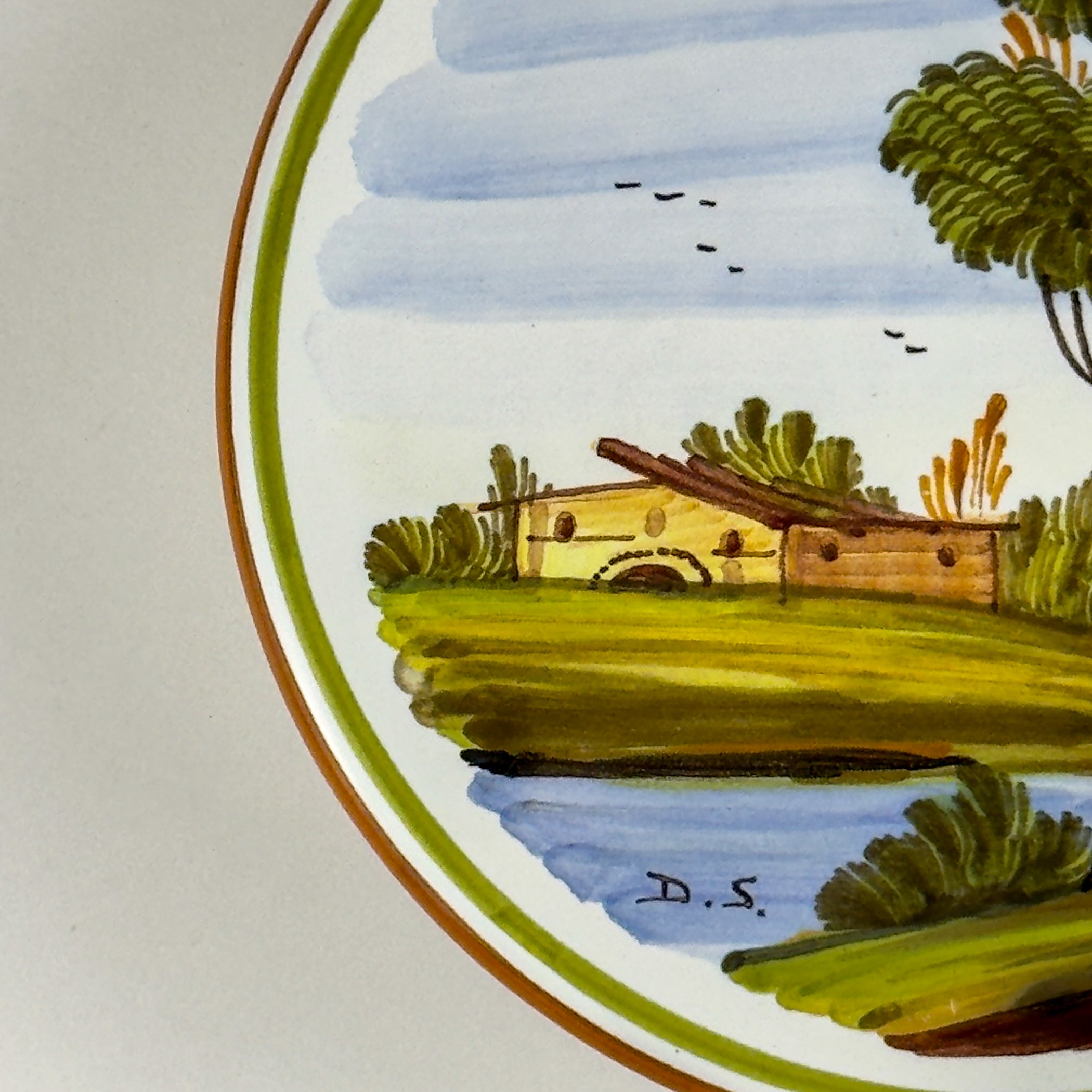 Vintage hand painted round trinket box by manufacture Di Stefano, Italy, late 20th Century