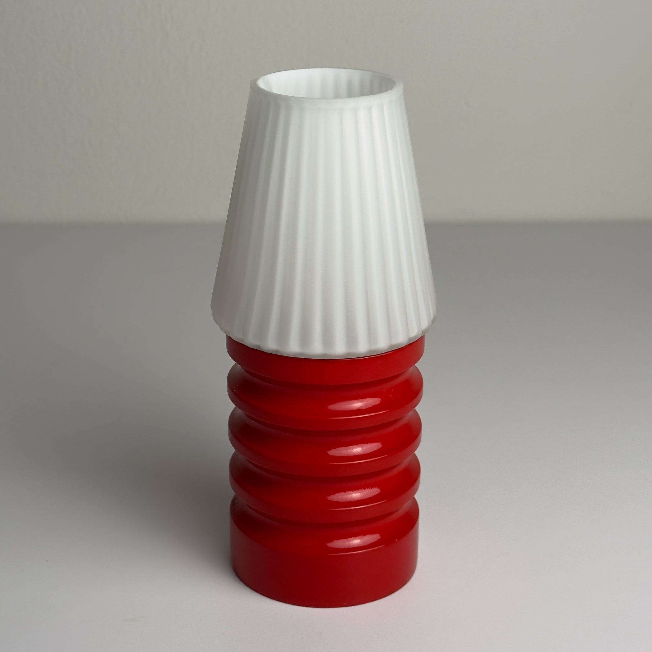 Mid-century small wood and glass table lamp, Italy 1970s
