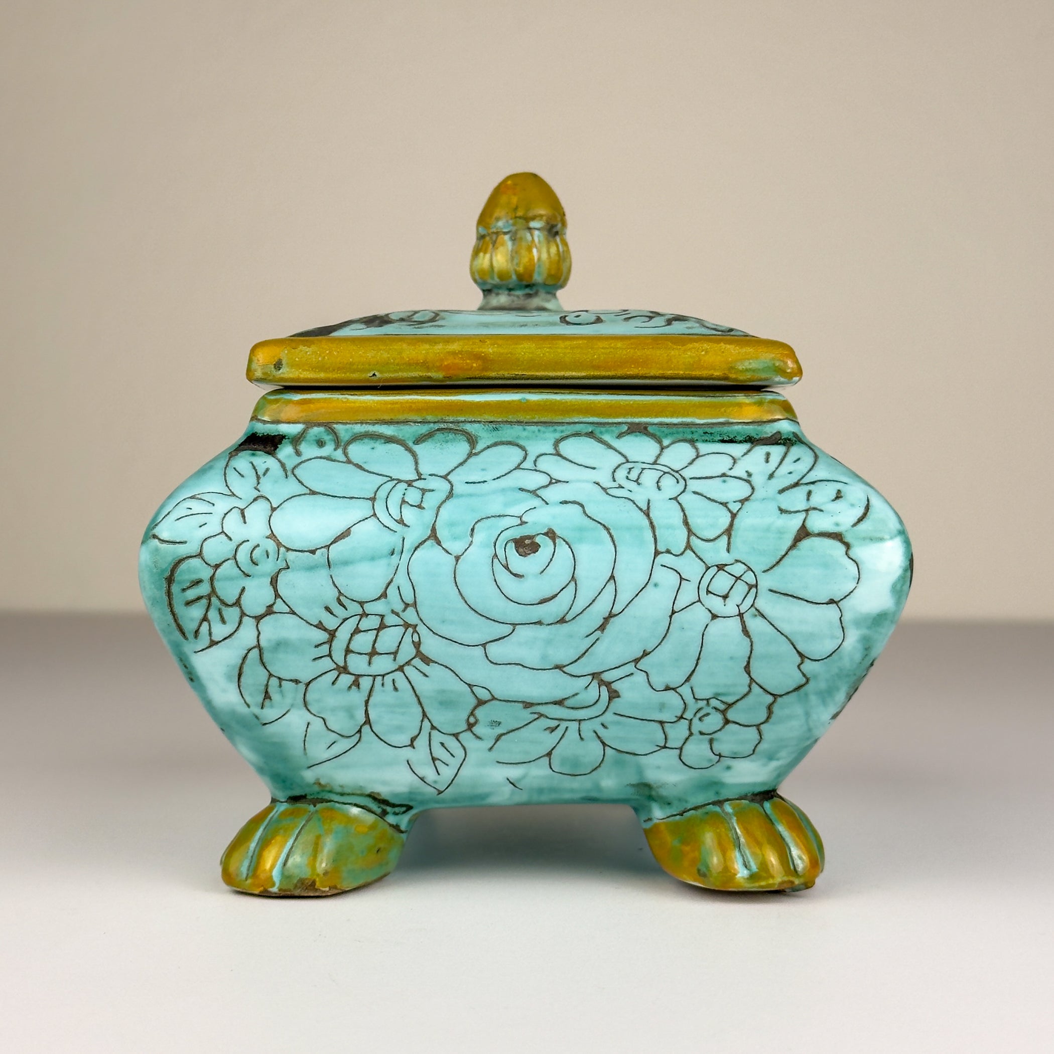 Vintage ceramic jewelry box by Maioliche d'arte Cordivani, Ascoli Piceno, Italy 1970s