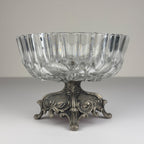 Vintage crystal glass bowl with metal base by Fadalti, Italy 1960s