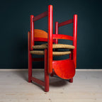 Set Of 2 Red Chairs mod. Padova By Hank Lowenstein, Italy 1970s