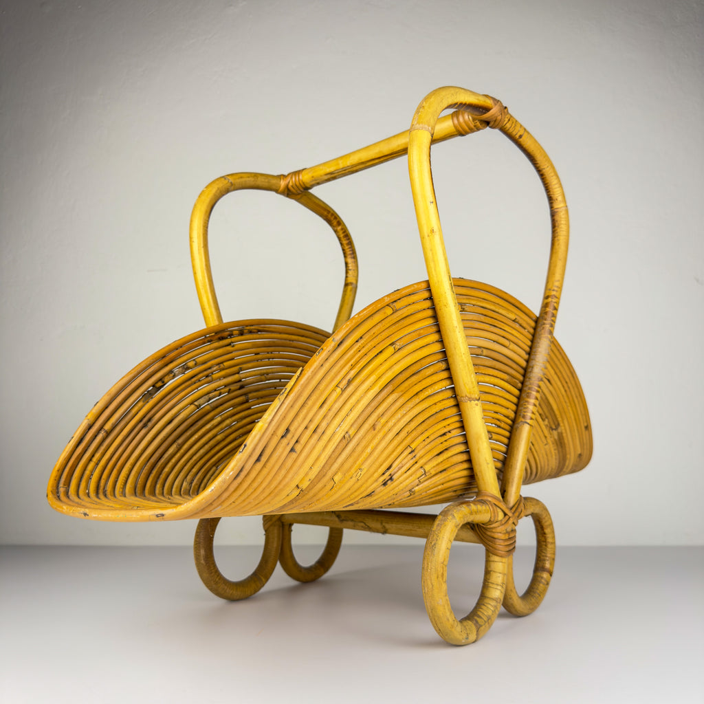 Vintage Bamboo magazine rack by Vivai Del Sud, Italy 1960s