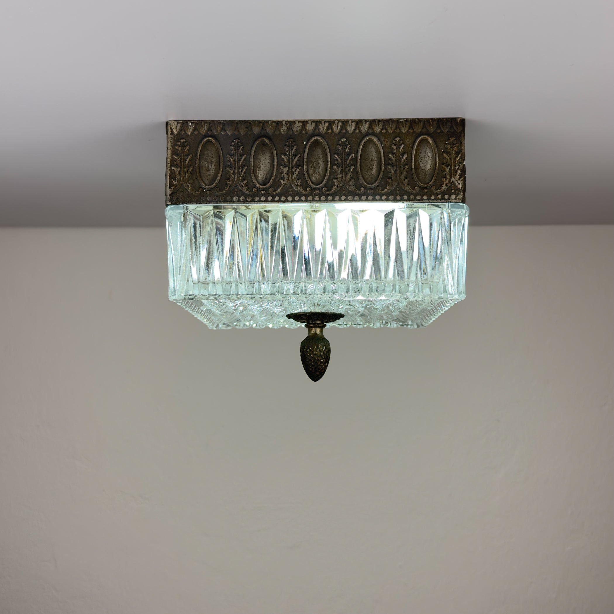 Vintage crystal ceiling lamp, Italy 1960s