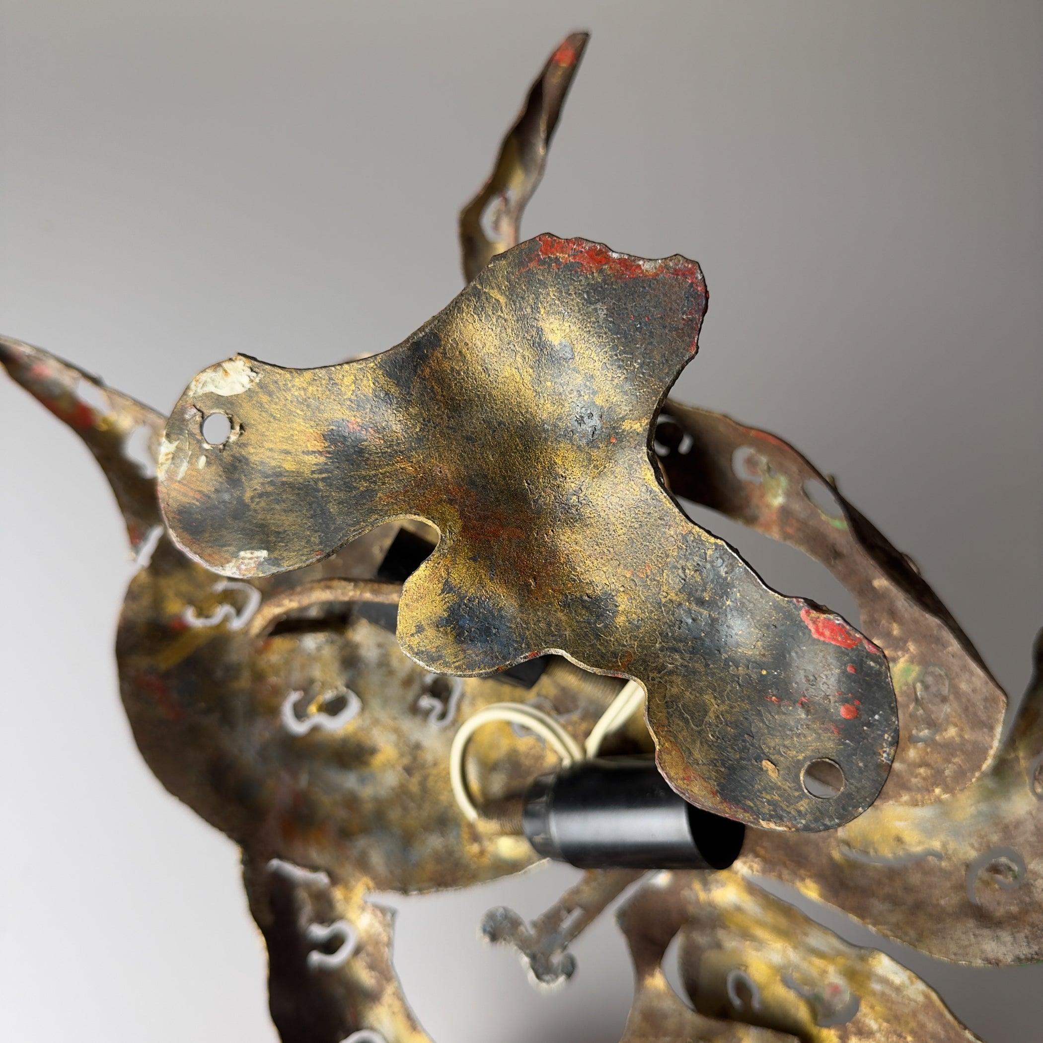 Original metal Brutalist wall lamp Octopus by Salvino Marsura, Italy 1980s