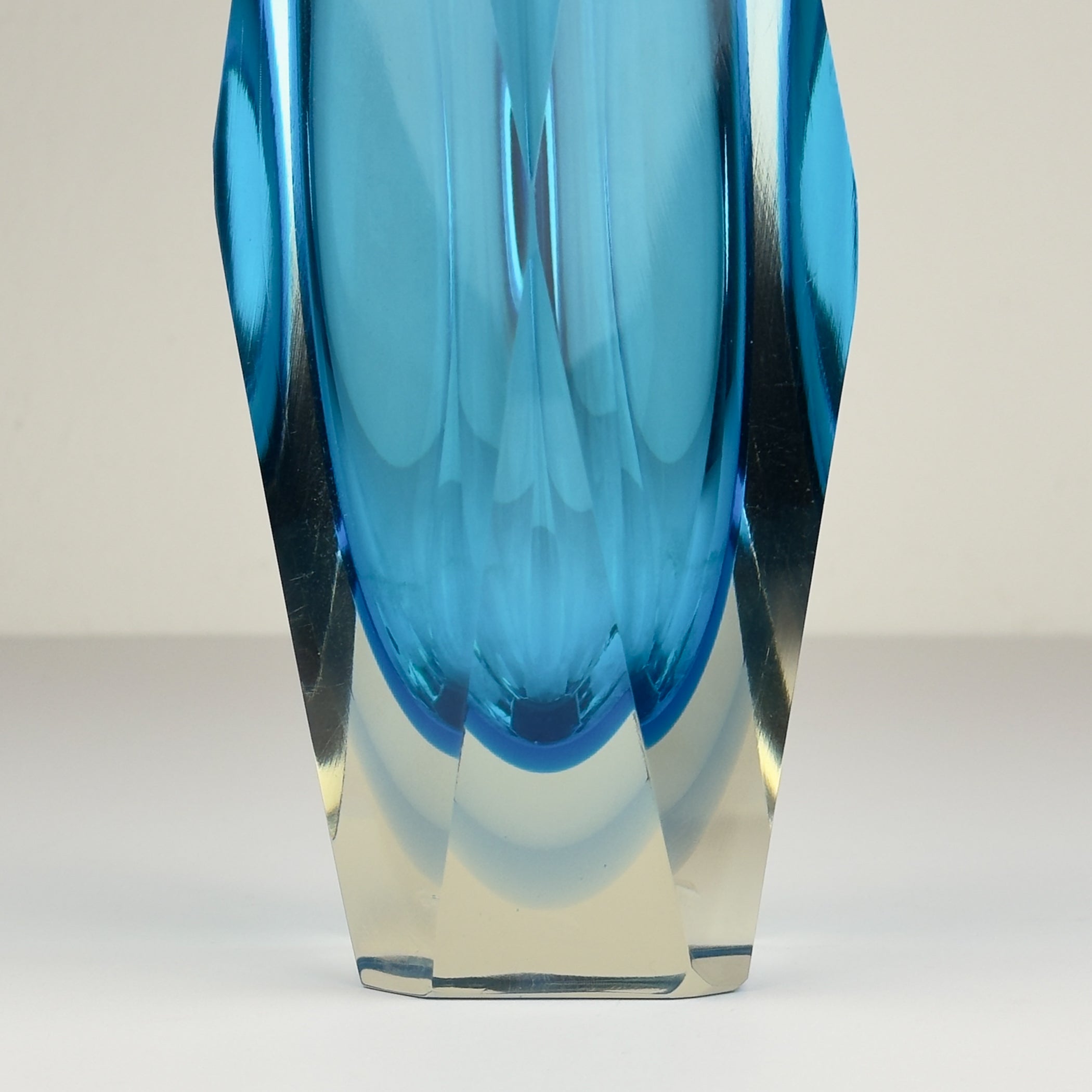 Sommerso blue Murano glass vase, style Flavio Poli, Italy 1970s