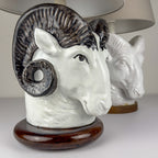 Vintage table lamps Ram Head, Italy 1970s Set of 2