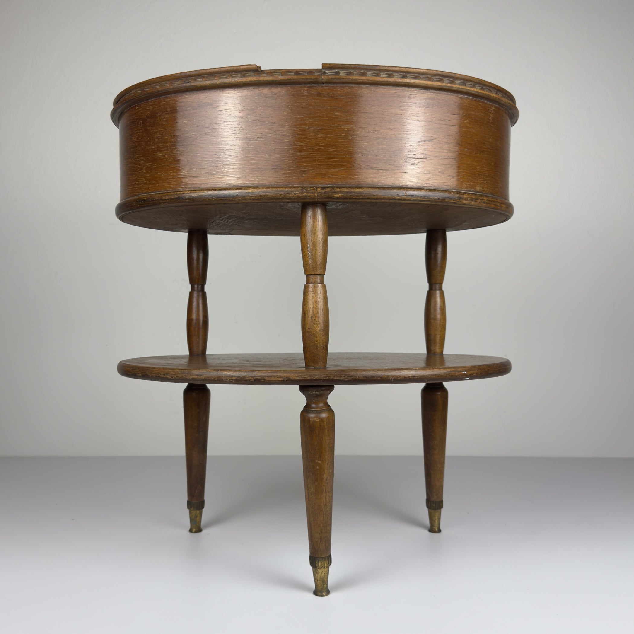 Vintage wooden nightstand Italy 1950s, mid-century wooden bedside table