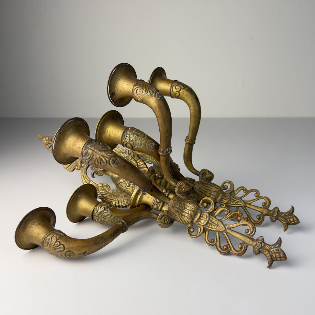 Antique Empire Bronze Wall Candle Sconces, Italy, Early 20th Century, Set of 2