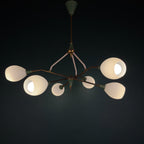 Mid-Century Stilnovo chandelier with Opaline Glass, Italy 1960s
