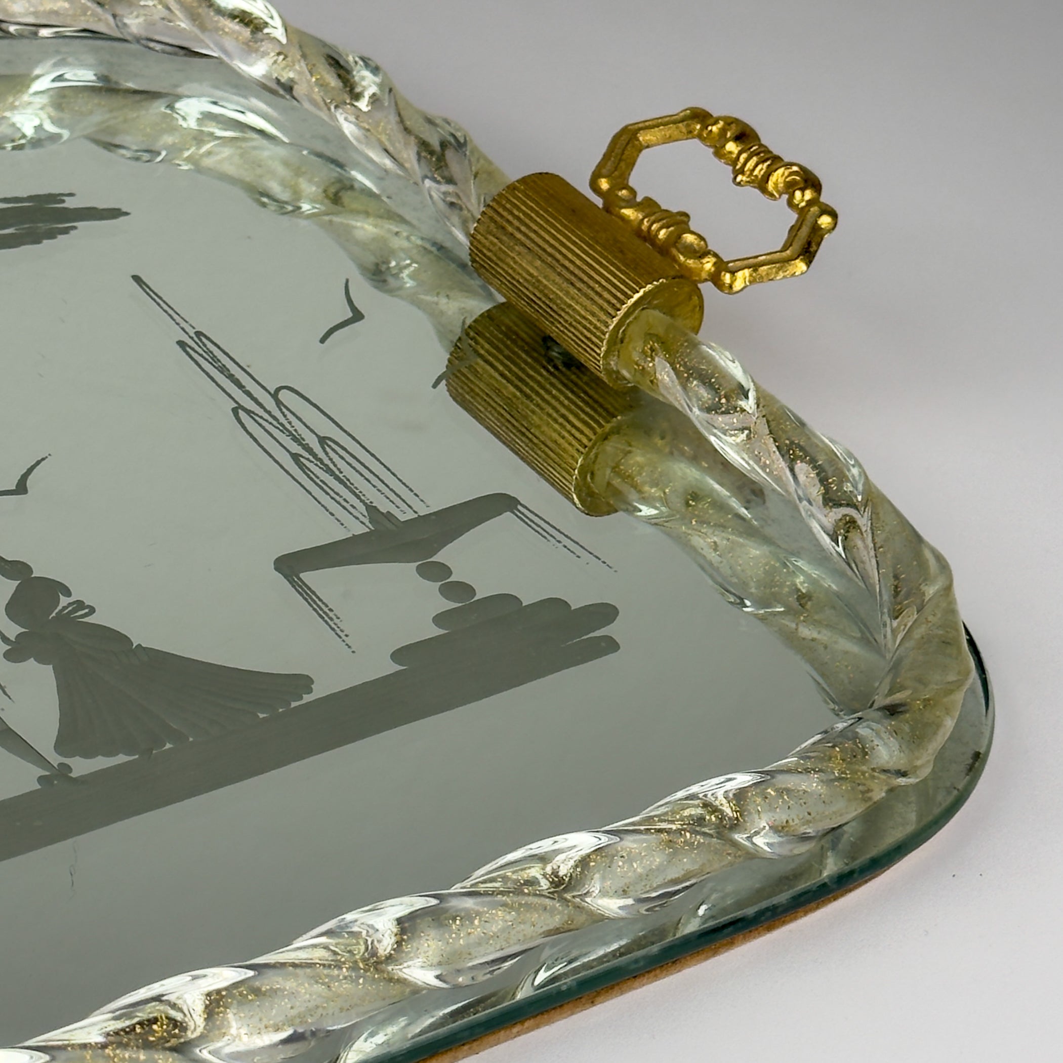 Vintage Venetian Murano glass Mirror Tray, Italy 1950s