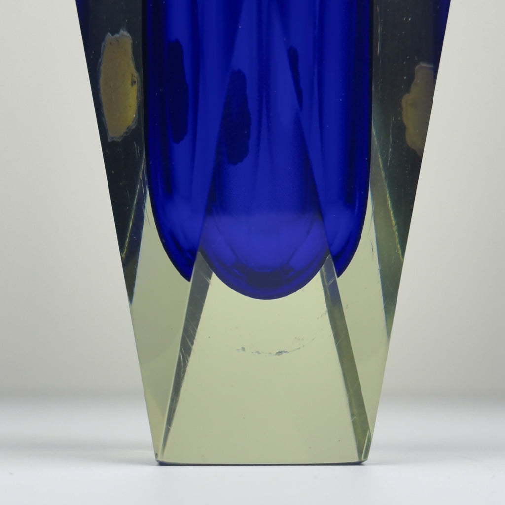 Vintage sommerso blue Murano vase, Italy 1970s