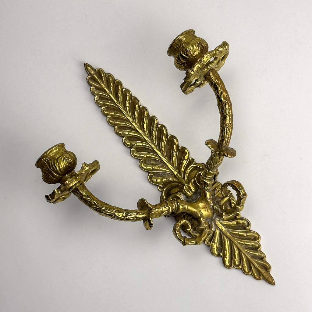 Antique Empire Bronze Wall Candle Sconce, Italy, Late 19th Century