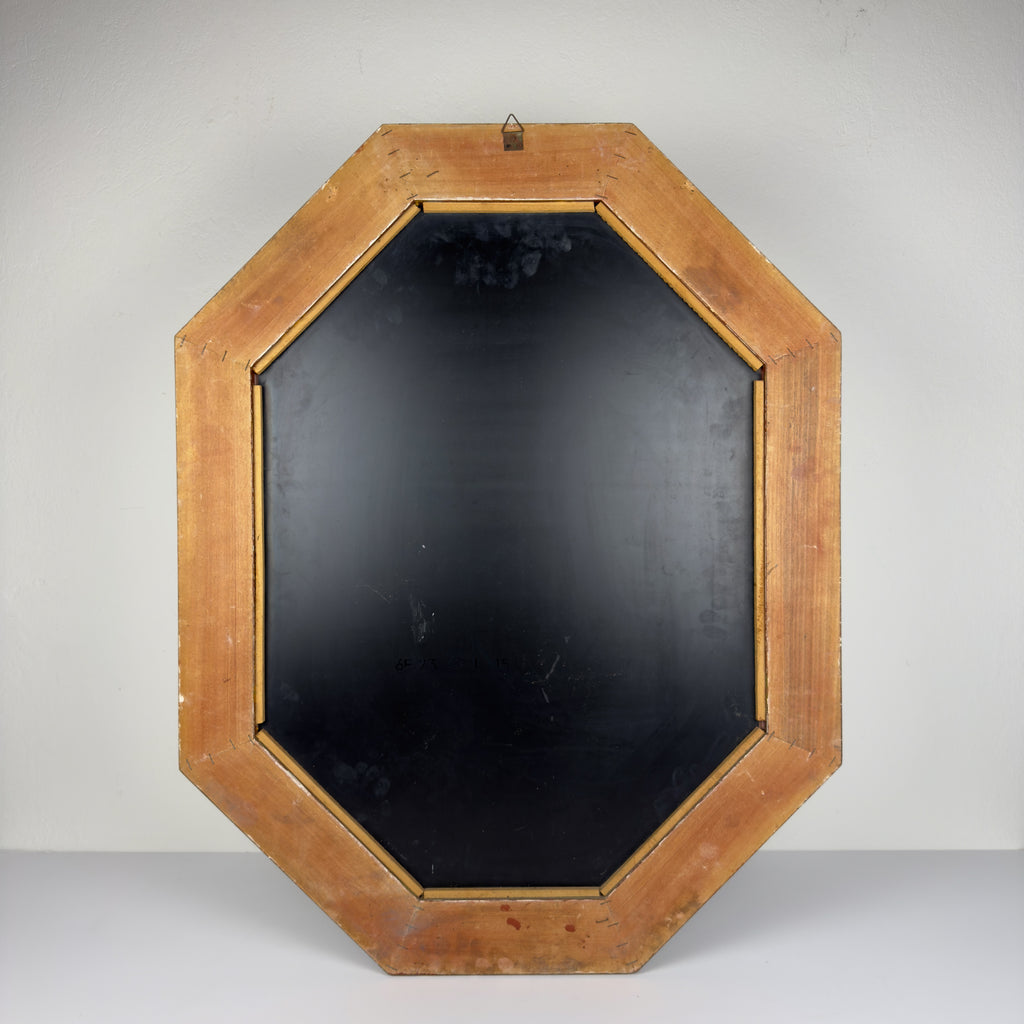 Vintage Large Wooden Wall Mirror, Italy 1930s