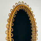 Vintage Oval Bamboo Mirror, attributed Franco Albini, Italy 1960s