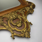 Vintage Large Wooden Wall Mirror, Italy 1950s