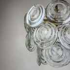 Vintage glass disc chandelier, Italy 1970s