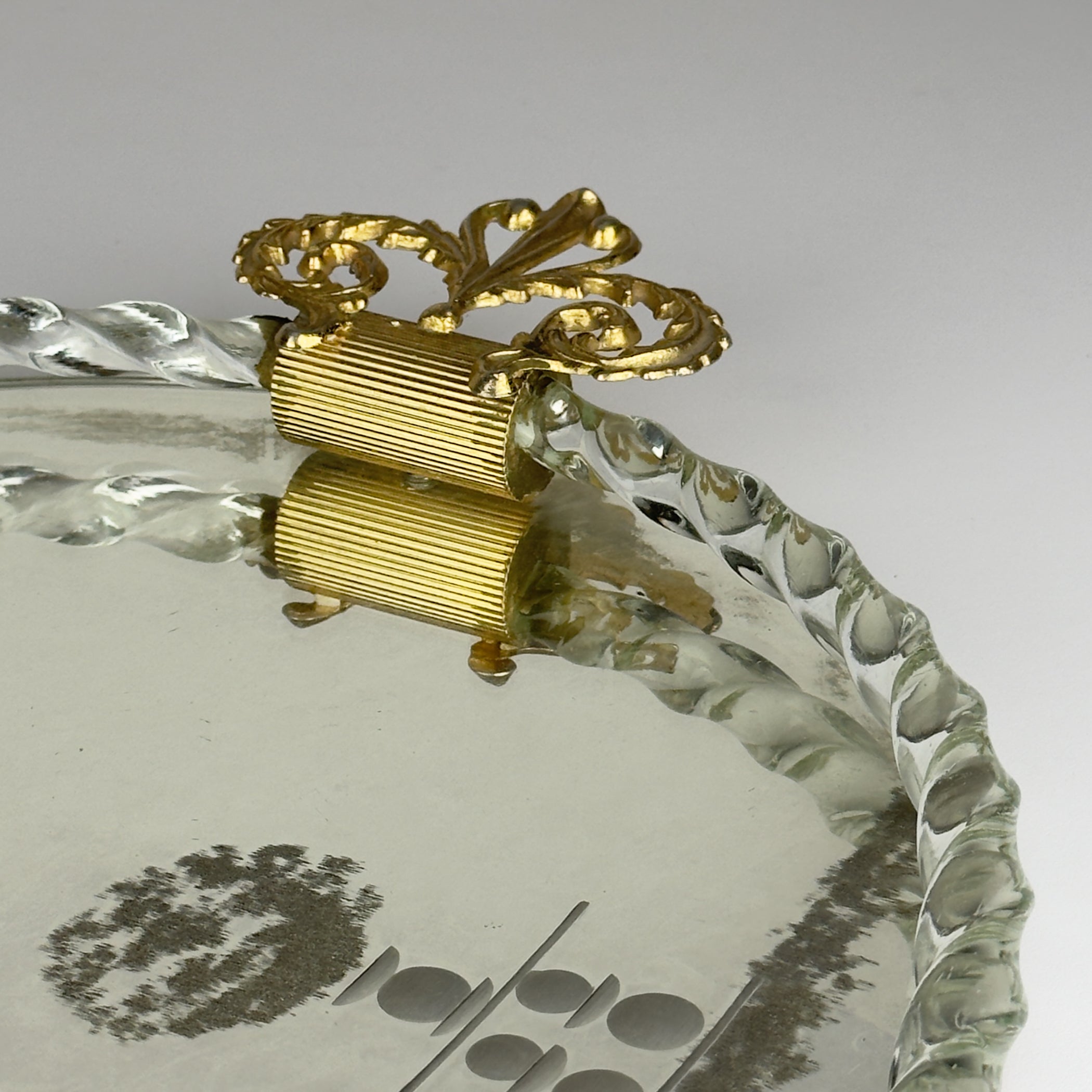 Vintage Venetian glass Mirror Tray, Italy 1950s