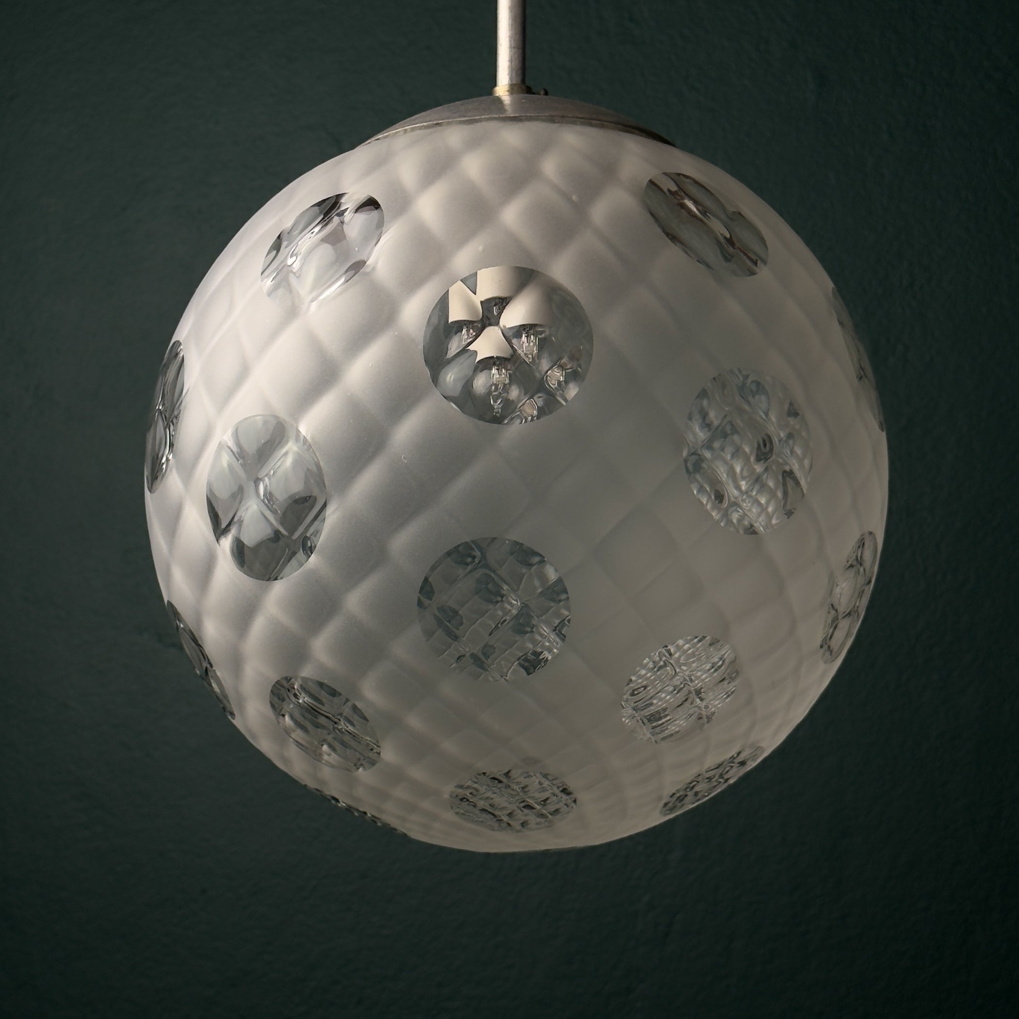 Vintage murano sphere ball pendant lamp Italy 1950s, Mid-century italian lighting