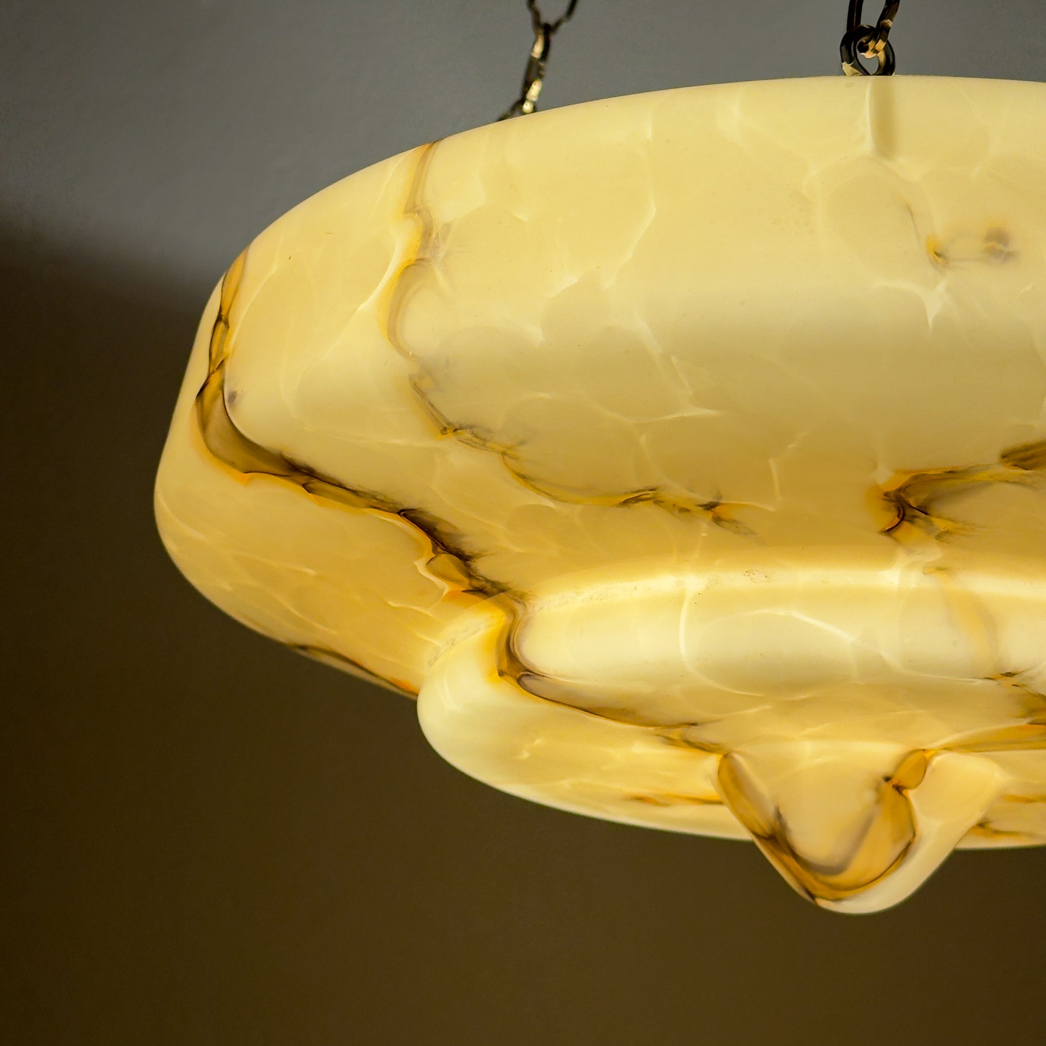 Art Deco yellow glass pendant lamp, Italy 1930s