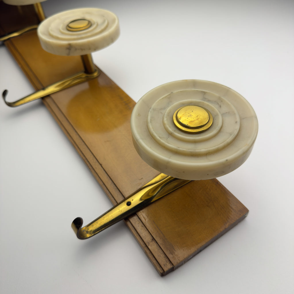 Vintage Art Deco brass & bakelite hanger, Italy 1950s