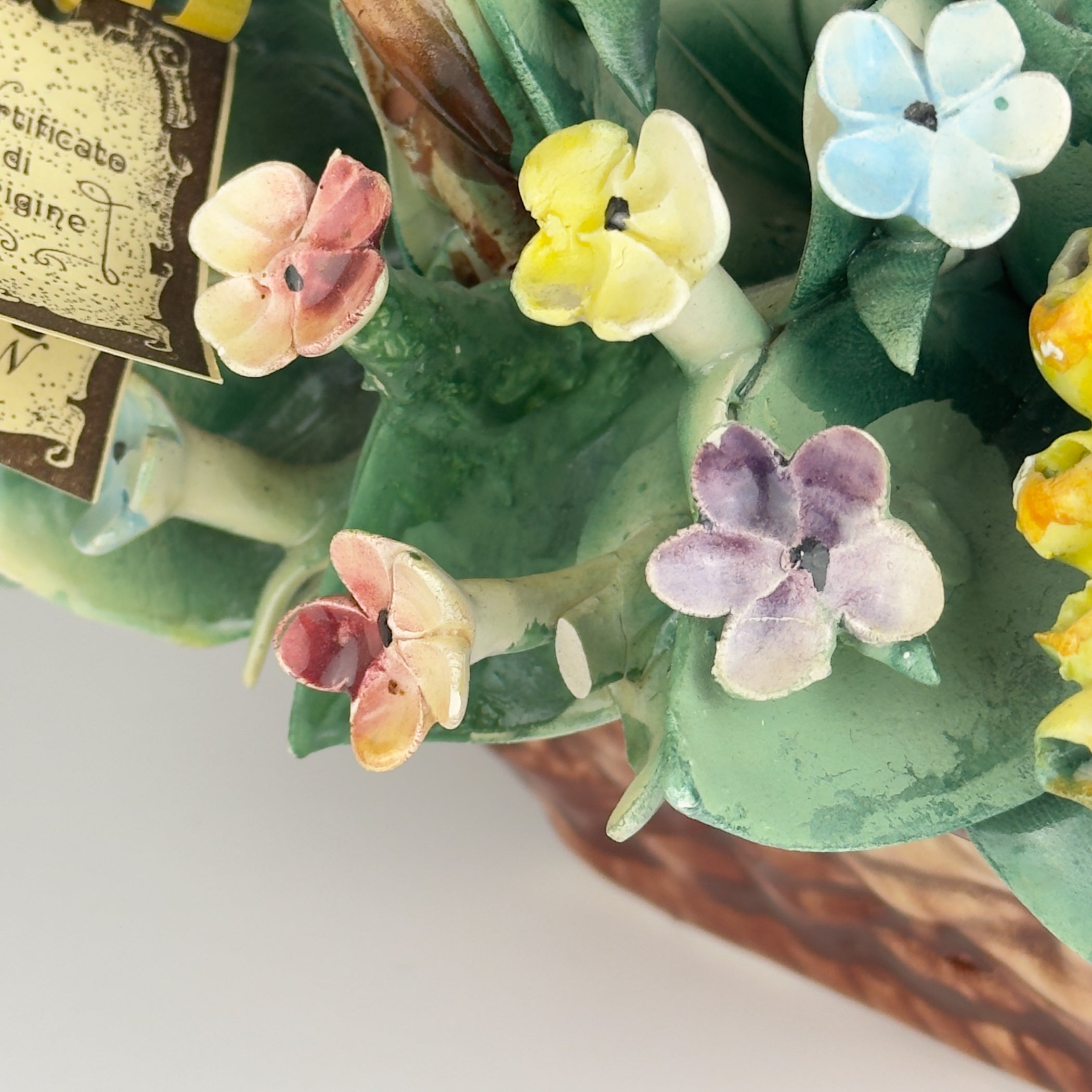 Vintage Capodimonte Ceramic Flower Basket, Italy 1960s