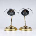 Vintage Gold Bedside Lamps: Italian Retro Mid-Century Lighting Pair