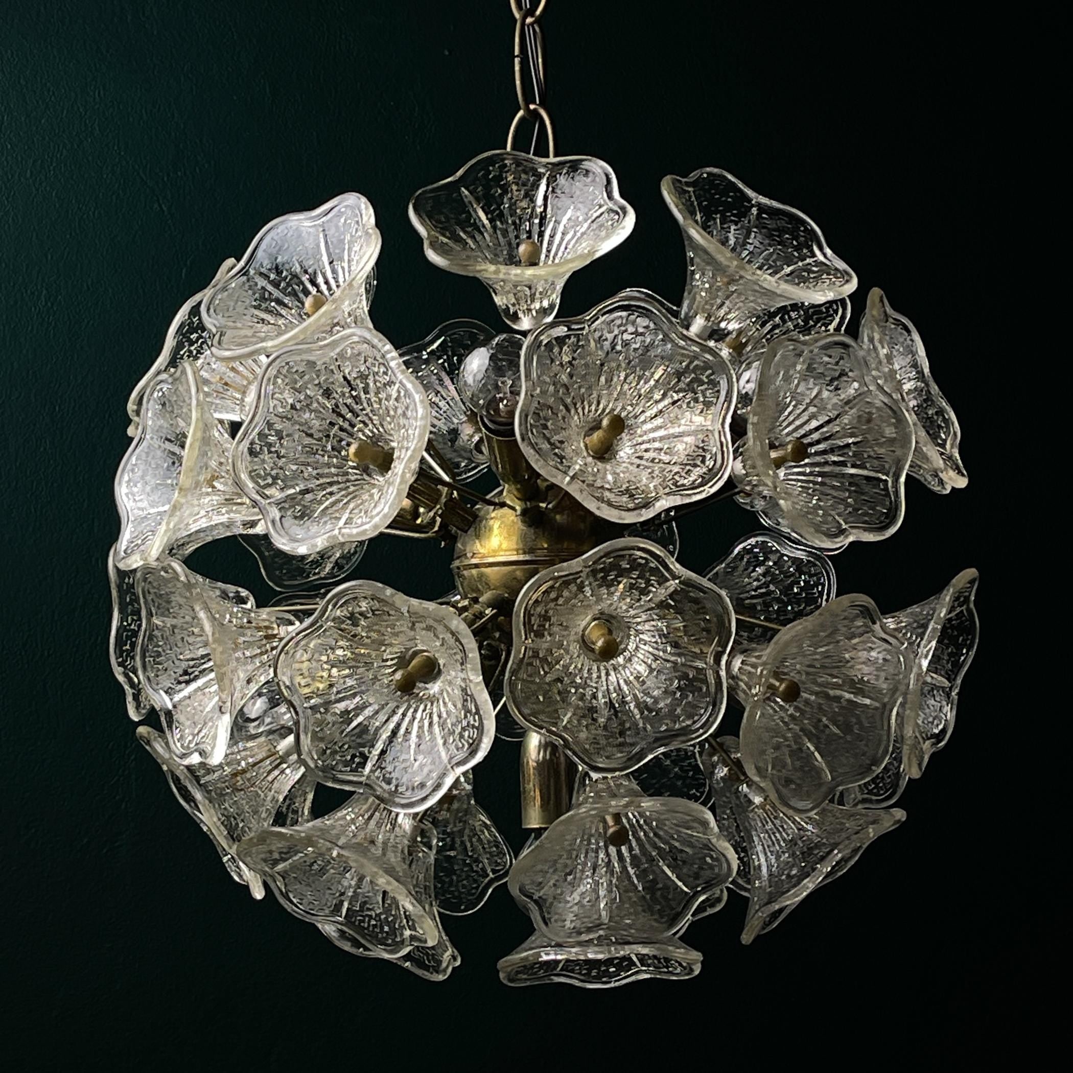 Large Murano chandelier Flower Sputnik by Paolo Venini for VeArt, Italy, 1960s