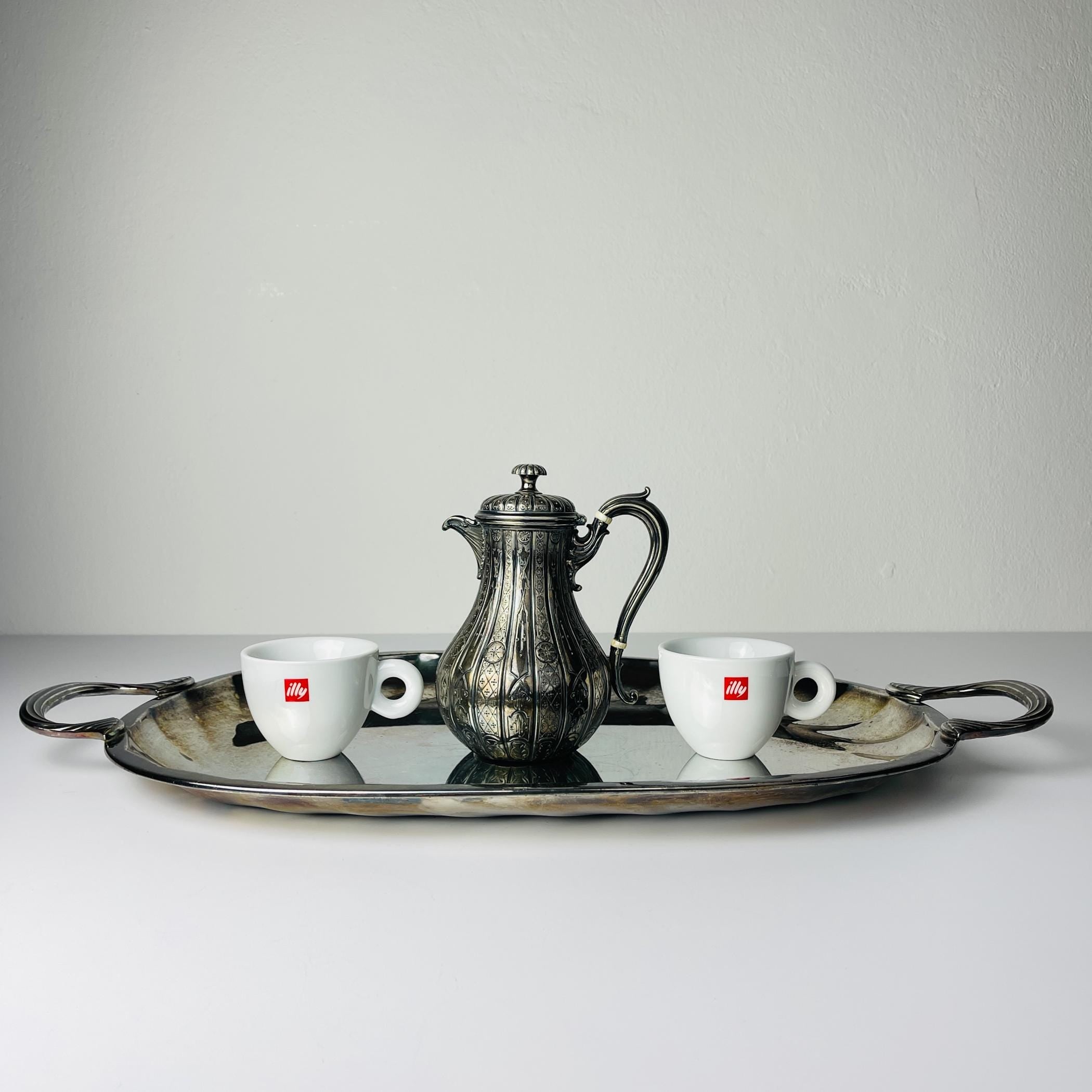 Large silver plated tray by Ricci Alessandria, Italy, 1960s, Vintage home decor