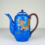 Vintage Japanese Lithophane Geisha porcelain coffee set Blue Dragon, 1950s