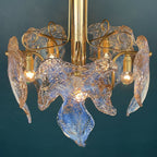 Vintage Murano Ice glass chandelier Italy 1970s Mid-century modern italian lighting