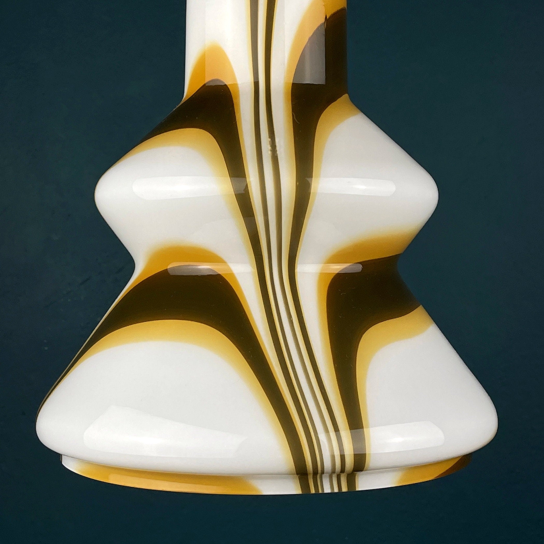 Mid-century brown opaline murano glass pendant lamp Italy 1950s
