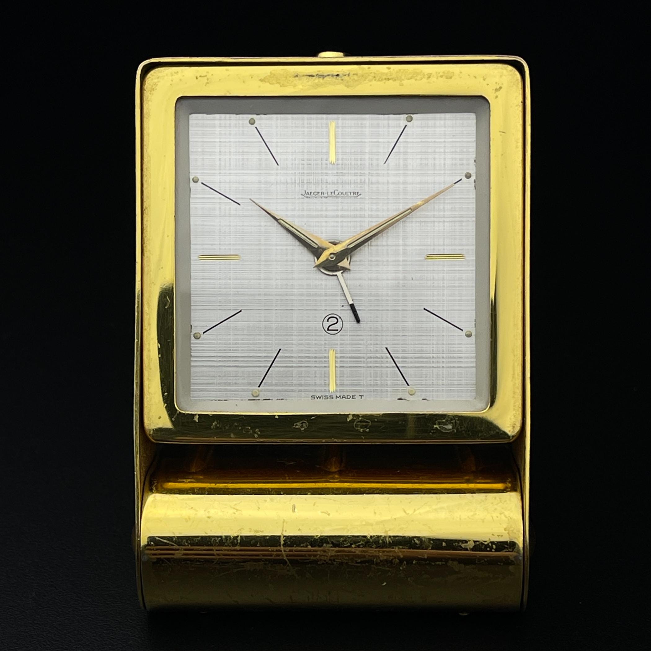 Travel alarm clock by Jaeger-LeCoultre, Swiss, 1950s, Vintage home decor