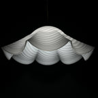 Vintage swirl white Murano glass pendant lamp, Italy 1970s