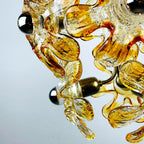 Vintage Amber Murano Glass Flower Chandelier - Mazzega Italian Lighting