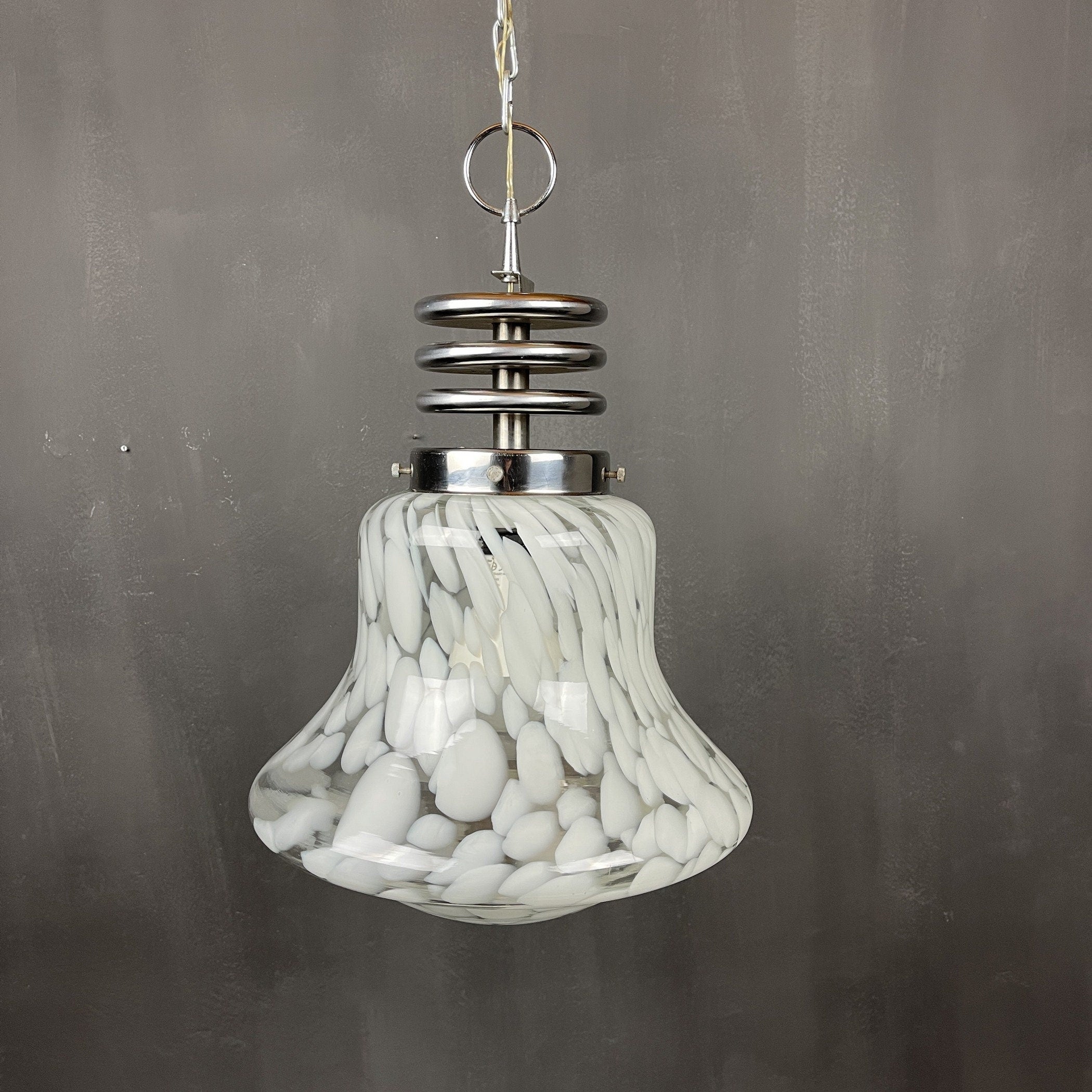 Carlo Nason Murano Glass Pendant Lamp: Mid-Century Modern Mazzega Lighting