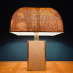 1970s Vintage Italian Travertine Marble Lamp with Brass Edge