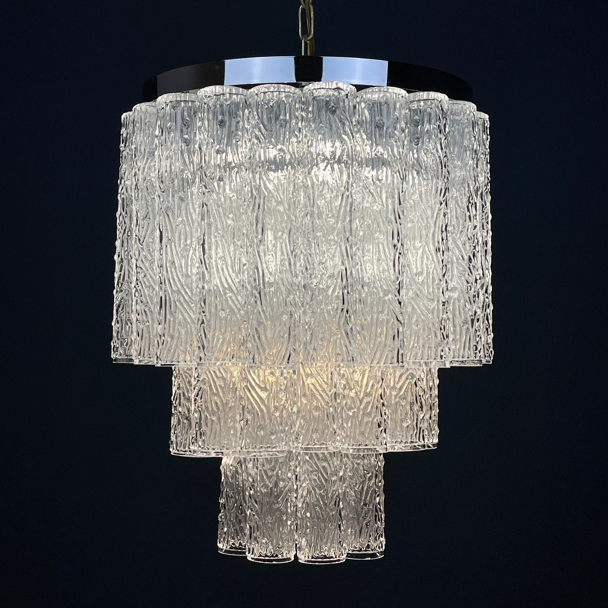 Mid-century murano glass chandelier Tronchi by Toni Zuccheri for Venini Italy 1960s