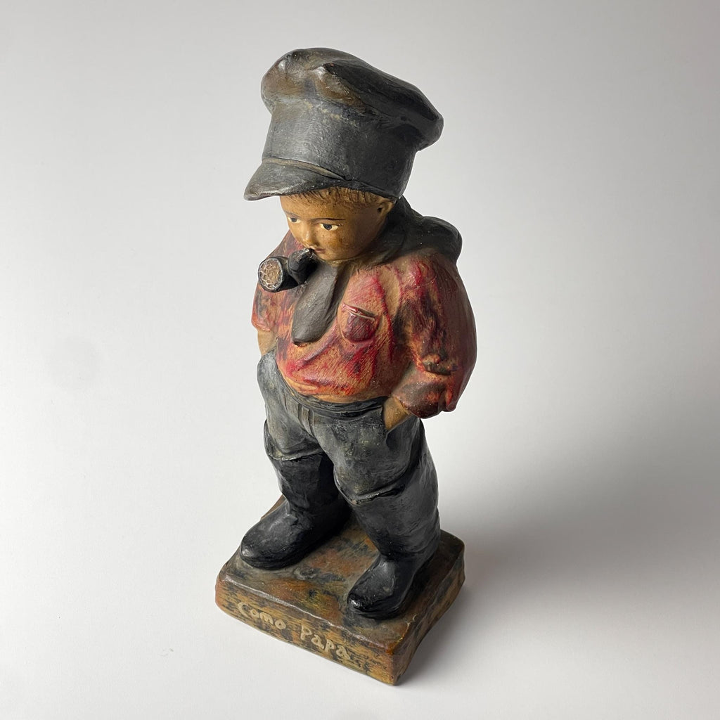 Antique terracotta sculpture Boy "Como Papá", Spain, 1900-1930s