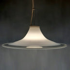Murano glass white pendant lamp Italy 1970s Mid-century lighting XL ceiling lamp